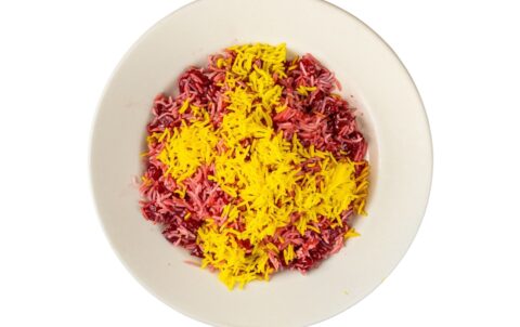 Side of Cherry Rice (Albalo) served fresh.